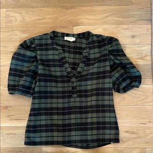 Plaid Puff Sleeve Top from Nation LTD